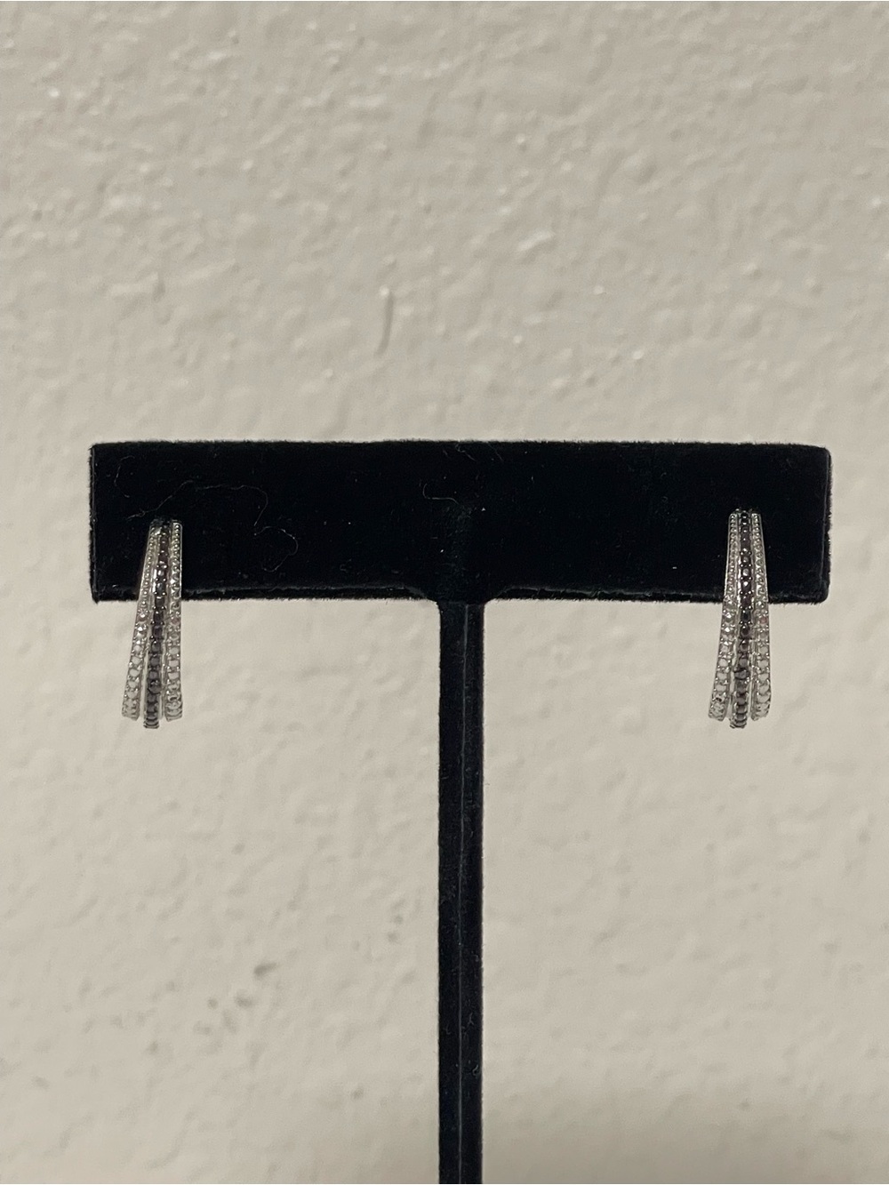 Elegant Sterling Silver and Black Hoop Earrings